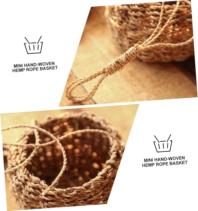 BESPORTBLE 2pcs Mini Handwoven Rope Basket for Plants Storage Decorative Hanging Storage Blanket for Home Decor for Pot Cover and Plant Unique