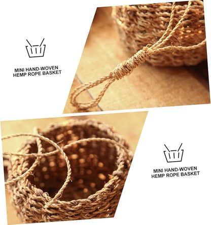 BESPORTBLE 2pcs Mini Handwoven Rope Basket for Plants Storage Decorative Hanging Storage Blanket for Home Decor for Pot Cover and Plant Unique