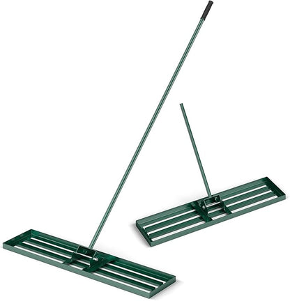 Goplus Lawn Leveling Rake, 42" x 10" Heavy Duty Level Lawn Tool w/ Ergonomic Handle for Soil, Effort-Saving Landscape Rake for Garden, Backyard, Golf Course, Farm, Pasture