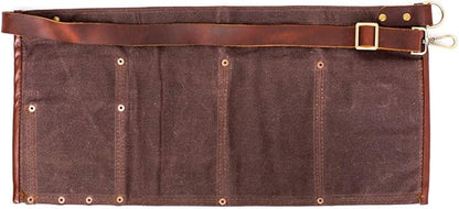 Luchuan Waterproof Waxed Canvas Tool Apron With the Adjustable Genuine Leather Belt (brown)