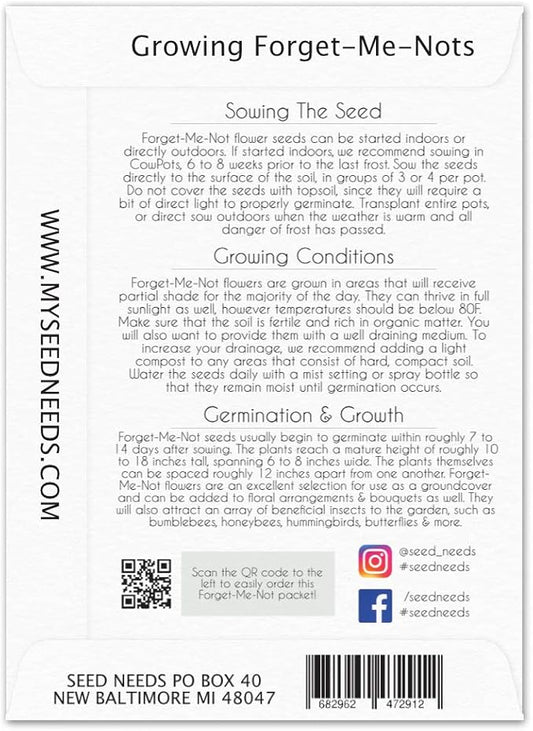 Seed Needs, Set of 20 Forget-Me-Not Remembrance Seed Packet Favors (Packets are Already Filled) Great for Memorials, Funerals, Special Events or Baby Showers