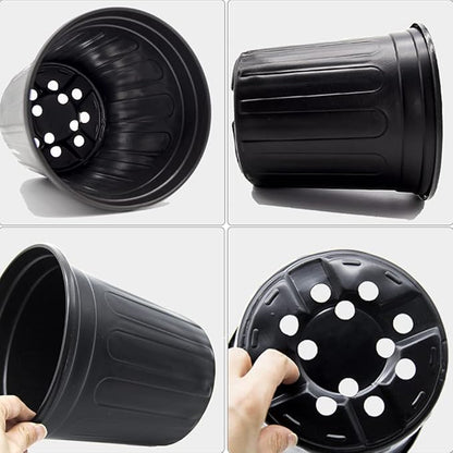 100-Pack 1 Gallon Flexible Flower Plant Nursery Pots, Plastic Plant Pots with Drainage Holes,Garden Flower Pots for Succulents, Seedlings, Cuttings, Transplanting