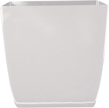 The HC Companies 8 Inch Aria Square Self Watering Planter - Plastic Plant Pot for Indoor Outdoor Plants Flowers Herbs, Glossy White