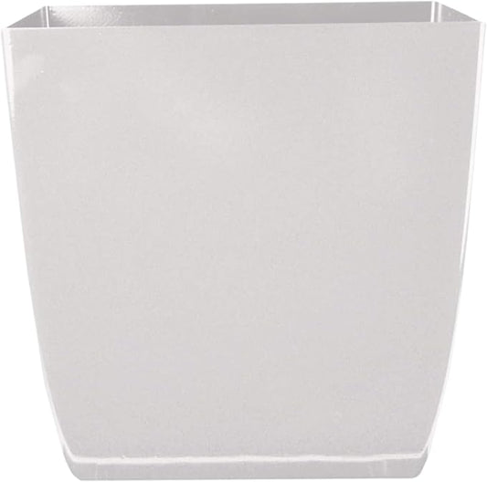 The HC Companies 8 Inch Aria Square Self Watering Planter - Plastic Plant Pot for Indoor Outdoor Plants Flowers Herbs, Glossy White