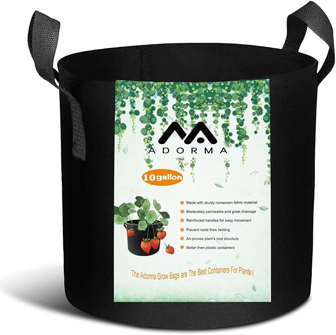12 Packs 10 Gallon Grow Bags, Heavy Duty 300G Thickened Nonwoven Fabric Plant Pots with Handle