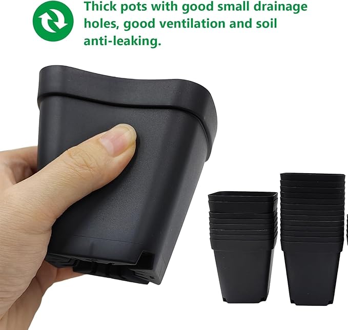1200Pcs Square Nursery Pots 2.75 Inch, Deep Seed Starting Pot Small Plastic Plant Pots Flower Planter, Sturdy Seedling pots with Drainage Transplanting Planter Container