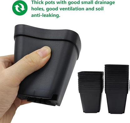 1200Pcs Square Nursery Pots 2.75 Inch, Deep Seed Starting Pot Small Plastic Plant Pots Flower Planter, Sturdy Seedling pots with Drainage Transplanting Planter Container