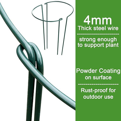 HiGift Plant Support Stakes, 6 Pack Metal Peony Cages and Supports, Garden Stakes Plant Support Cage, Large Plant Support Ring for Outdoor Indoor Snake Plant Peony Rose Flowers Vine (10" W x 15.8" H)