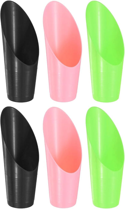 6-Pack Bonsai Soil Scoops, Plastic Garden Soil Scoops Bucket Shovel Potting Scoopers for Transplanting/Flower/Plant Succulent, Colorful Small Gardening Tools [Green, Pink, Black]