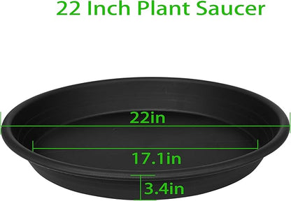 2 Pack of 22 inch Extra Large Plant Saucer, Extra-Deep 3.4" Plant Tray, Bird Bath Bowls for Garden, Plastic Pot Trays for Indoors Outdoors, Water Catcher for Gallon Grow Bags 19-22" (22", Black)