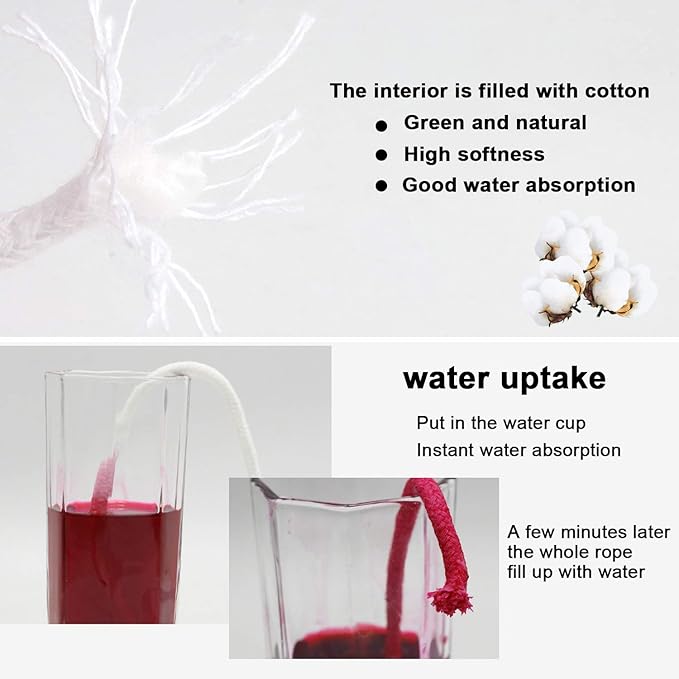 90 Feet 1/6 Inches Self Watering Wick Cord String Cotton Rope for DIY Plant Automatic Watering Device(90)