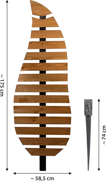dobar® Green Label Trellis Complex in Leaf Shape Two-Tone Wooden - Standing Trellis with Stake for Garden - Plant Support for Climbing Plants