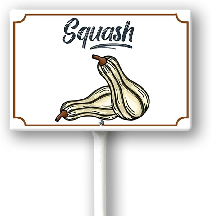 Boylee 8x12inch Aluminum Garden Signs for Vegetables, Squash, Herbs & Flowers with Stake & Mounting Hardware