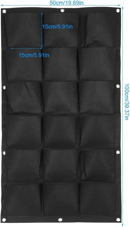 Vertical Hanging Garden Planter Wall Mounted Plant Grow Bag for Indoor Outdoor Decoration,Black (18 Pockets)