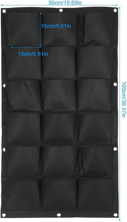 Vertical Hanging Garden Planter Wall Mounted Plant Grow Bag for Indoor Outdoor Decoration,Black (18 Pockets)