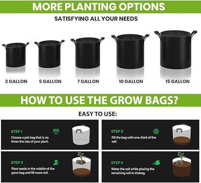 Gardenera Premium 100-Pack - 1 Gallon Grow Bags - Heavy Duty Nonwoven Fabric Pots with Handles for Plants, Perfect for Indoor and Outdoor Gardening