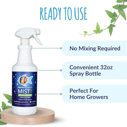 FOOP Mist - Organic Foliar Spray Made from Fish Manure (with Fresh Minty Scent) | Corrects & Prevents Plant Nutrient Deficiencies | Ready to Use, No Mixing Required (32oz, 2 Pack)