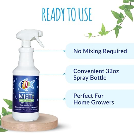 FOOP Mist - Organic Foliar Spray Made from Fish Manure (with Fresh Minty Scent) | Corrects & Prevents Plant Nutrient Deficiencies | Ready to Use, No Mixing Required (32oz)