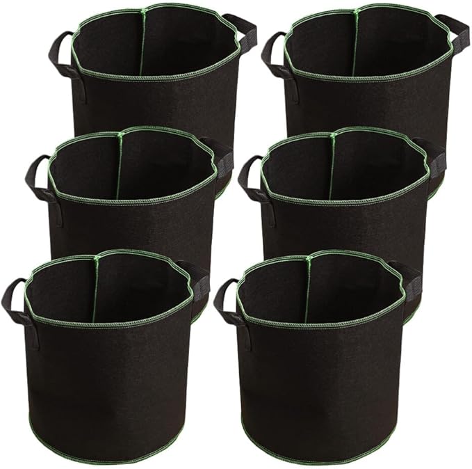 GANAZONO 6Pcs 4 Gallon Plant Grow Bags Breathable Felt Non-Woven Aeration Fabric Plant Grow Pots for Nursery Vegetable Flower Grow with Handles