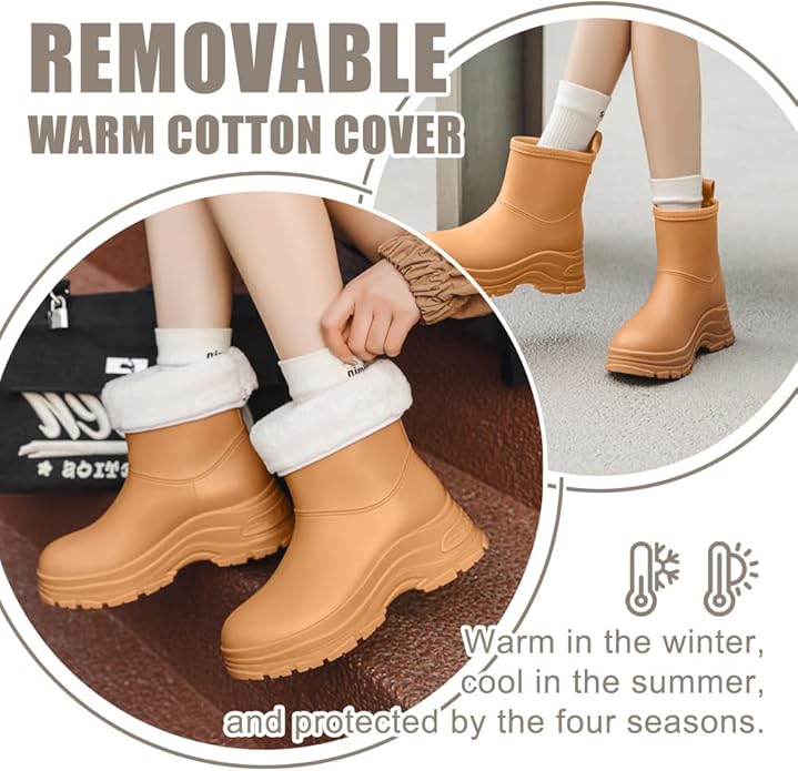 Women's Waterproof Chelsea Ankle Rain Boots, Slip-On Style, Outdoor Weather Protection