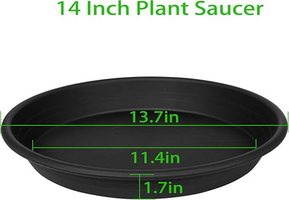 2 Pack of 14 inch Plant Saucer, Plastic Plant Saucer 14 inch, Bird Bath Bowls, Heavy Duty Plant Tray for Pots, Plant Saucers for Indoors Planter, Garden Water Plate 12"/13"/14" (Black)