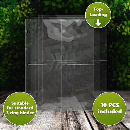 80 Pockets Seed Storage Organizer Sleeves (10 Pack) Slot Size 3.5x5, 4 Pocket Garden Seed Organizer, Clear Sleeves for Seed Packet Storage, Seed Keeper, Seed Organizer Binder