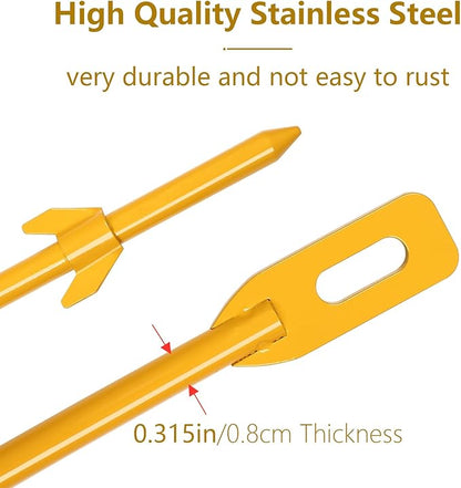 2 Pack Metal Yard Sign Stakes, 16.5" Yellow Painted Durable Waterproof Windproof, Secure Plants, Tents, Balloons & Lights, Hardware Included for Signs & Outdoor Use