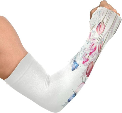 Wamika Gardening Sleeves Spring Globe Daisy Flowers Farm Sun Protective Arm Sleeves with Tumb Hole