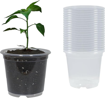 20 Pack 4 Inch Clear Nursery Pots with Drainage Plant Pots for Plants Transparent Potting Containers for Plants Seeding Starter Pot(Clear, 4 Inch 20 Pcs)