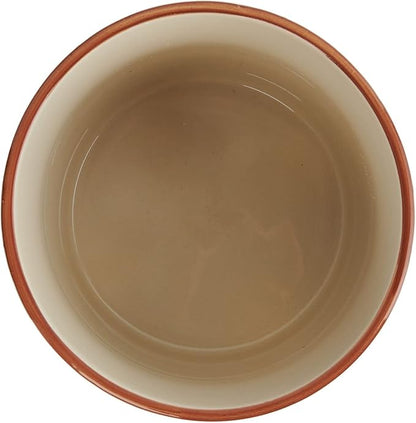 Creative Co-Op Footed Stoneware Planter with Abstract Print, Rust and White