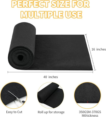 16x43 Inch Black Felt Planter Liner Roll, Non-Woven Hanging Basket Liners Coco Coir Alternative Breathable Outdoor Planter Liner Window Box Liners for Metal Basket Flower Pot Raised Garden Bed