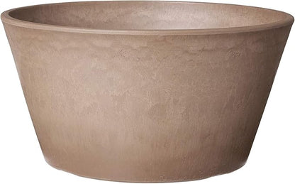 Arcadia Garden Products PSW Pot Collection TD25TP Plastic/Stone/Wood Composite Shallow Bulb Pan - No Drainage Hole (Drillable), Planter for Succulents, Bonsai, Fairy Gardens, Herbs, 10-inch, Taupe
