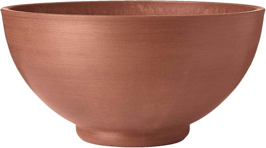 PSW Pot Collection 12x6 inch Plastic/Stone/Wood Composite Square Planter – No Drainage Hole (Drillable), Simplicity Bowl, Terra Cotta Color