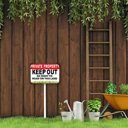 8 x 12 inch Keep Out Signs, No Right to Roam Yard Sign Stakes Outdoor Lawn Yard Signs