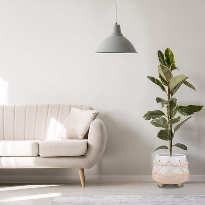 Ceramic Planter 8 Inch Plant Pots Indoor Outdoor Planter with Drainage Hole Flower Pots Plant Pot Ceramic Mid-Century