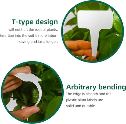 100Pcs T-Type Plant Tags，Waterproof Thick Plastic Plant Makers，6 x10cm Nursery Garden Labels(Multicolor) (SZ-BC610T) (Pack of 2)