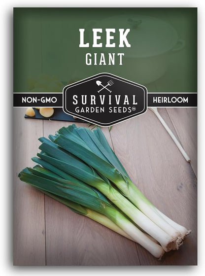 Survival Garden Seeds Giant Leek Seed for Planting - 1 Packet with Instructions to Plant and Grow Enormous Leeks in Your Home Vegetable Garden - Non-GMO Heirloom