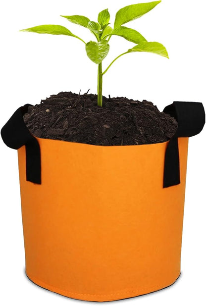 Grow Bags,Growing Pot Bags Garden Grow Bag Indoor Outdoor Fabric Aeration Plant Pot Container Flower Vegetable Pouch (Light Orange,20Gallon)