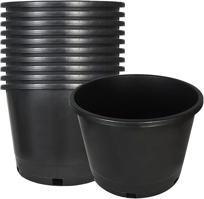 10 Pcs 10 Gallon Short Pots for Plants, Sturdy Plastic Planter Pots with Drainage Holes, Large Plastic Planters, Garden Planter Pots for Seedlings, Succulents