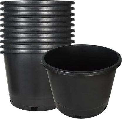 10 Pcs 10 Gallon Short Pots for Plants, Sturdy Plastic Planter Pots with Drainage Holes, Large Plastic Planters, Garden Planter Pots for Seedlings, Succulents