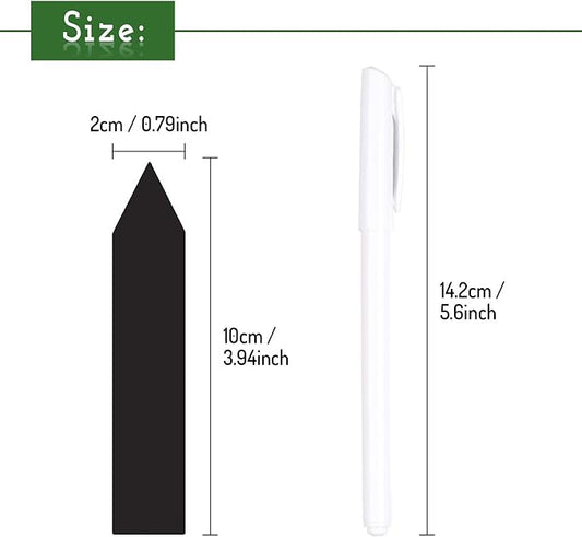Whaline 200Pcs Plastic Plant Labels with Marker Pen Black Thin Pointed Plastic Plant Sign Tags Nursery Garden Markers for Seed Potted Herbs Flowers Vegetables (0.79 x 3.94)
