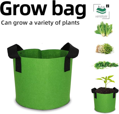 Grow Bags,Growing Pot Bags Garden Grow Bag Indoor Outdoor Fabric Aeration Plant Pot Container Flower Vegetable Pouch (Green,2 Gallon)