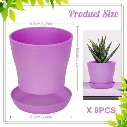 8 Pcs Flower Pots,Succulent Pots,3.8" Pots for Planting.Plastic Pot for Plants for Indoor Plants,Flower Pot for Indoor Planting,Herb Garden Planter Mini