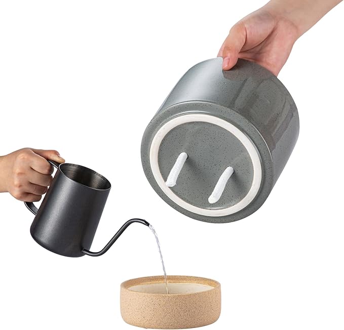 Self Watering Plant Pot: 6 Inch Ceramic Planter with Drainage Hole & Water Storage Plus - Flower Pot for Indoor & Outdoor Plants (Dark Grey, Small)