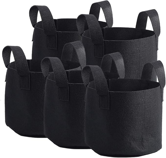 Black Felt Plants Growing Bag, Plant Grow Bags Garden Bag to Grow Vegetables, Vegetable Potato Planter Containers Flower Aeration Planting Pot Container for Planting Potatoes (3 Gallon (20 x 25cm))