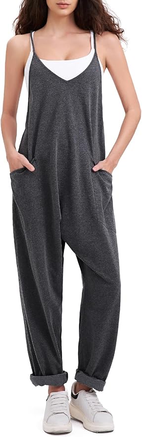 EXLURA Womens Casual Summer Jumpsuits 2026 Romper Bib Outfits Beach Vacation Denim Trendy Fashion Overalls with Pockets