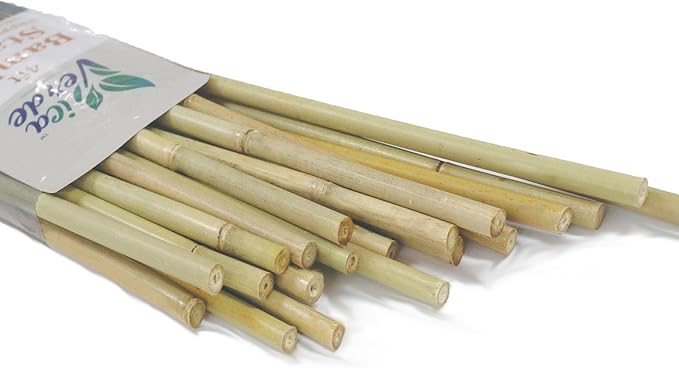Natural Bamboo Stakes for Plants (25-Pack), 4 Feet Eco-Friendly Garden Stakes for Tomatoes, Vines, Flowers, Climbing Vines, and Outdoor Plants