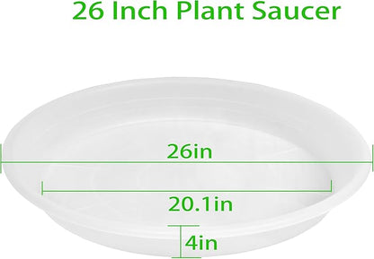 2 Pack of 25 26 inch Extra Large Clear Plant Saucer, Extra Deep 4.2" Tray for Flower Pot, Heavy Sturdy Plant Drainage Tray for Indoors, Bird Bath Bowls, Plant Plate Water Catcher for Pots (26", Clear)