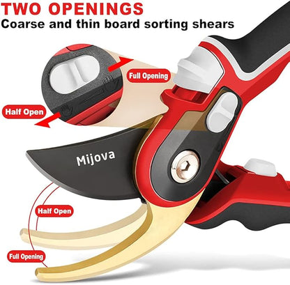 Garden Pruners, Heavy Duty Garden Clippers, Pruning Shears with Adjustable Thumb Lock, Hand Gardening Tools Pruners, High Carbon Steel Sharp Gardening Scissors (red)