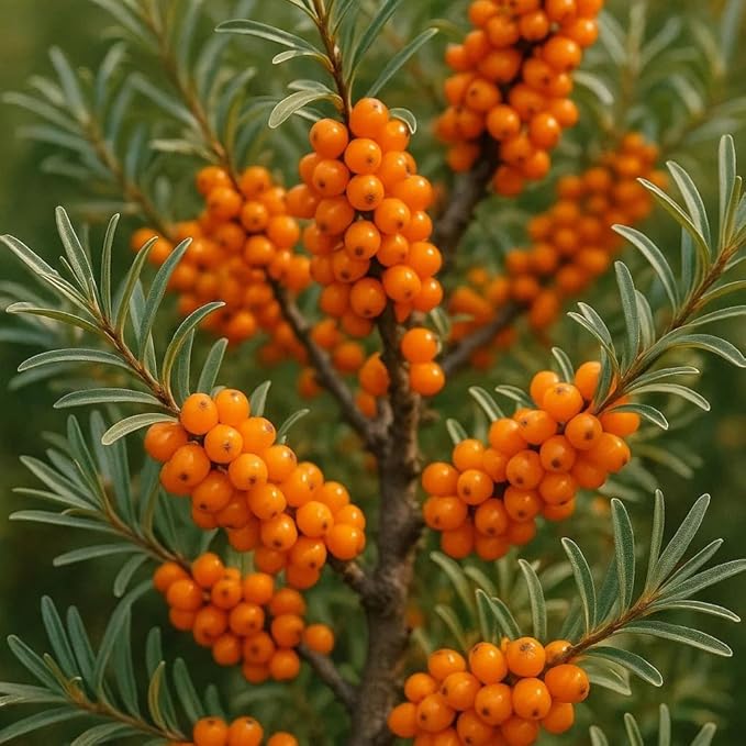 Sea Buckthorn Seeds for Planting, 30pcs Perennial Sea Buckthorn Fruit Tree Seed Non-GMO Heirloom Sweet Edible Tropical Fruit Plants, Sweet Juicy Fruits Plants in Your Home Garden Outdoor